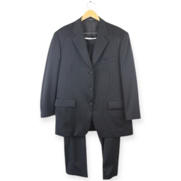 Gianni Versace Classic Wool Black Pinstripe Blazer Suit 2-Piece 46R - Picture 1 of 16